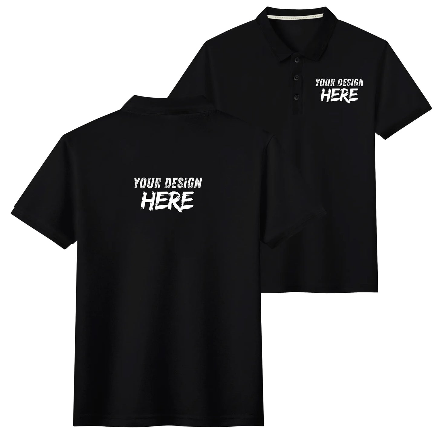 Printing Men's Black Polo Shirt