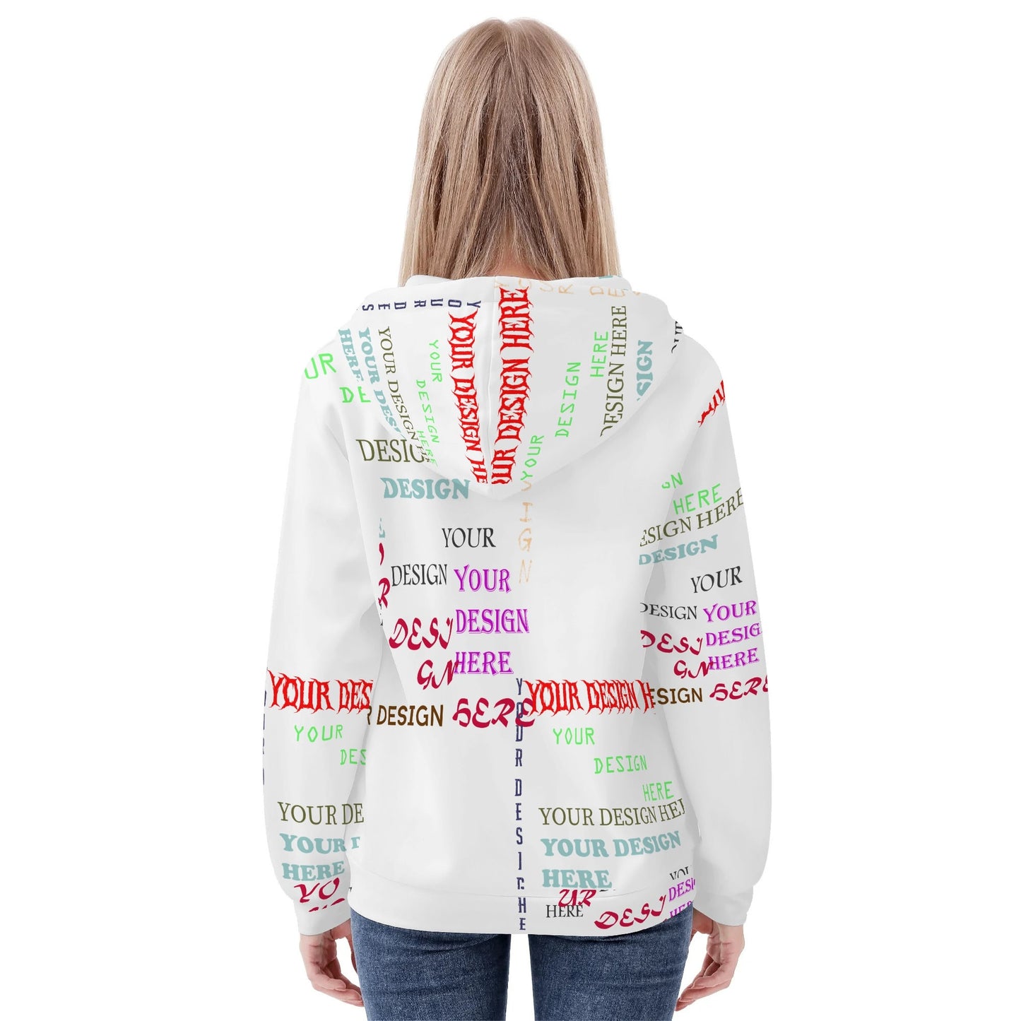Custom All-Over Print Women's Zip-Up Hoodie