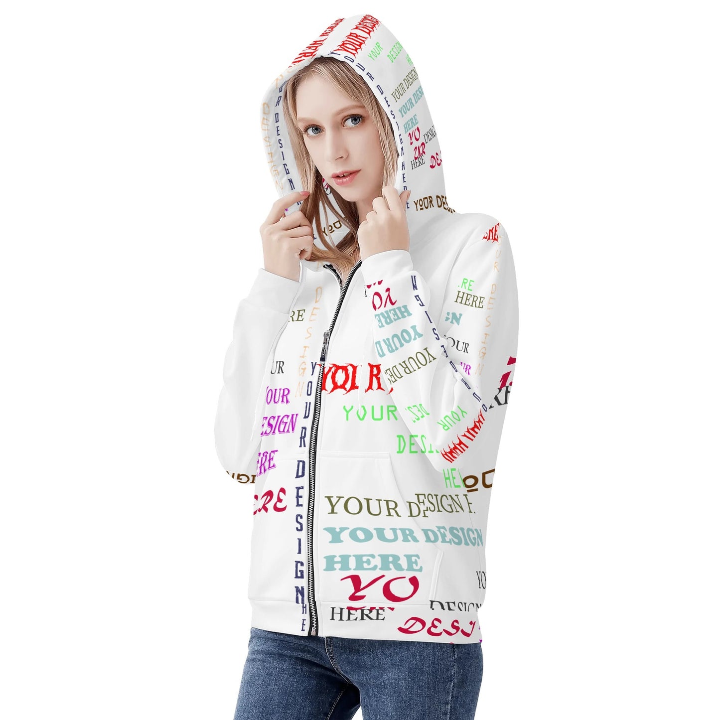 Custom All-Over Print Women's Zip-Up Hoodie