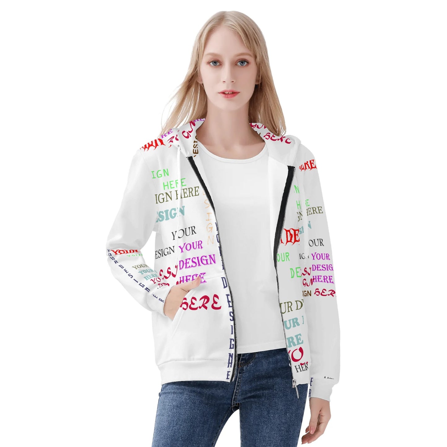 Custom All-Over Print Women's Zip-Up Hoodie