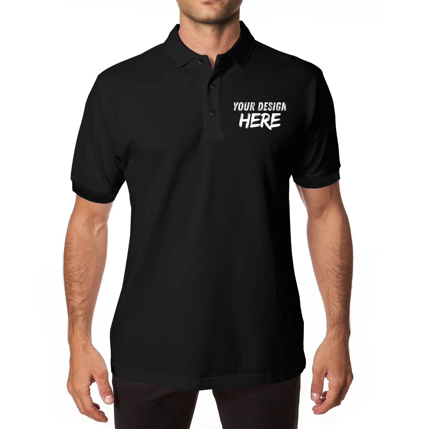 Printing Men's Black Polo Shirt