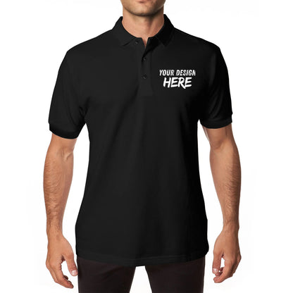 Printing Men's Black Polo Shirt