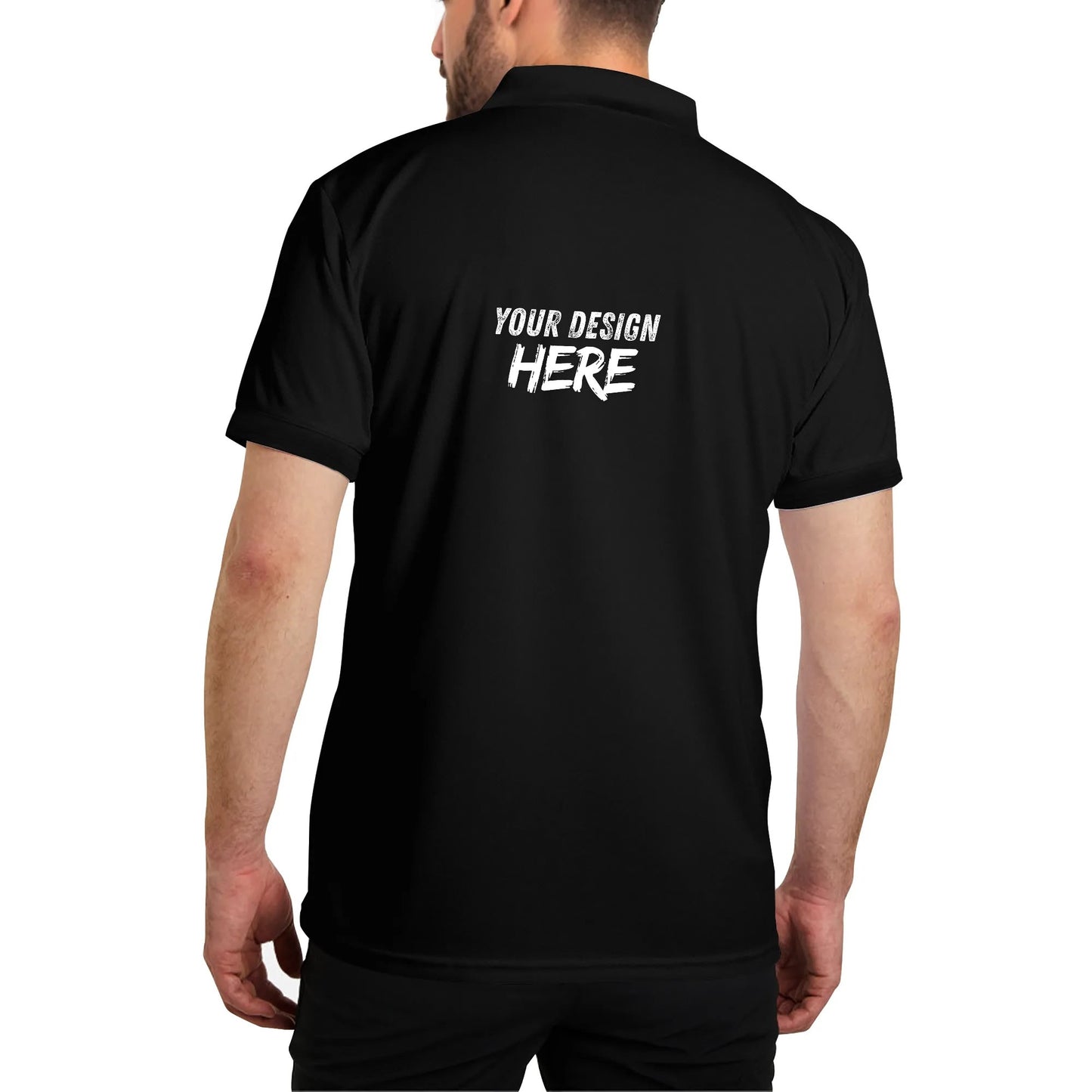 Printing Men's Black Polo Shirt