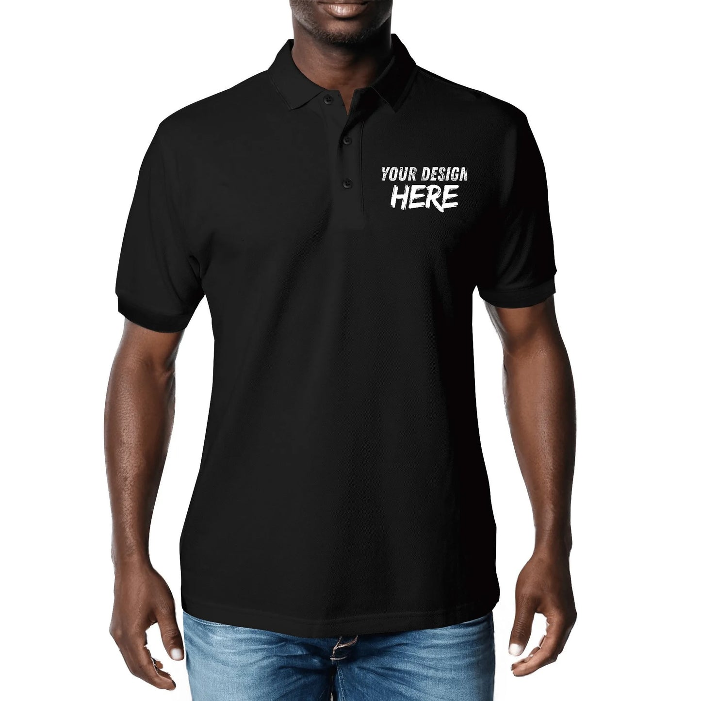 Printing Men's Black Polo Shirt