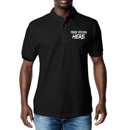 Printing Men's Black Polo Shirt