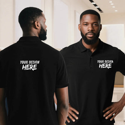 Printing Men's Black Polo Shirt