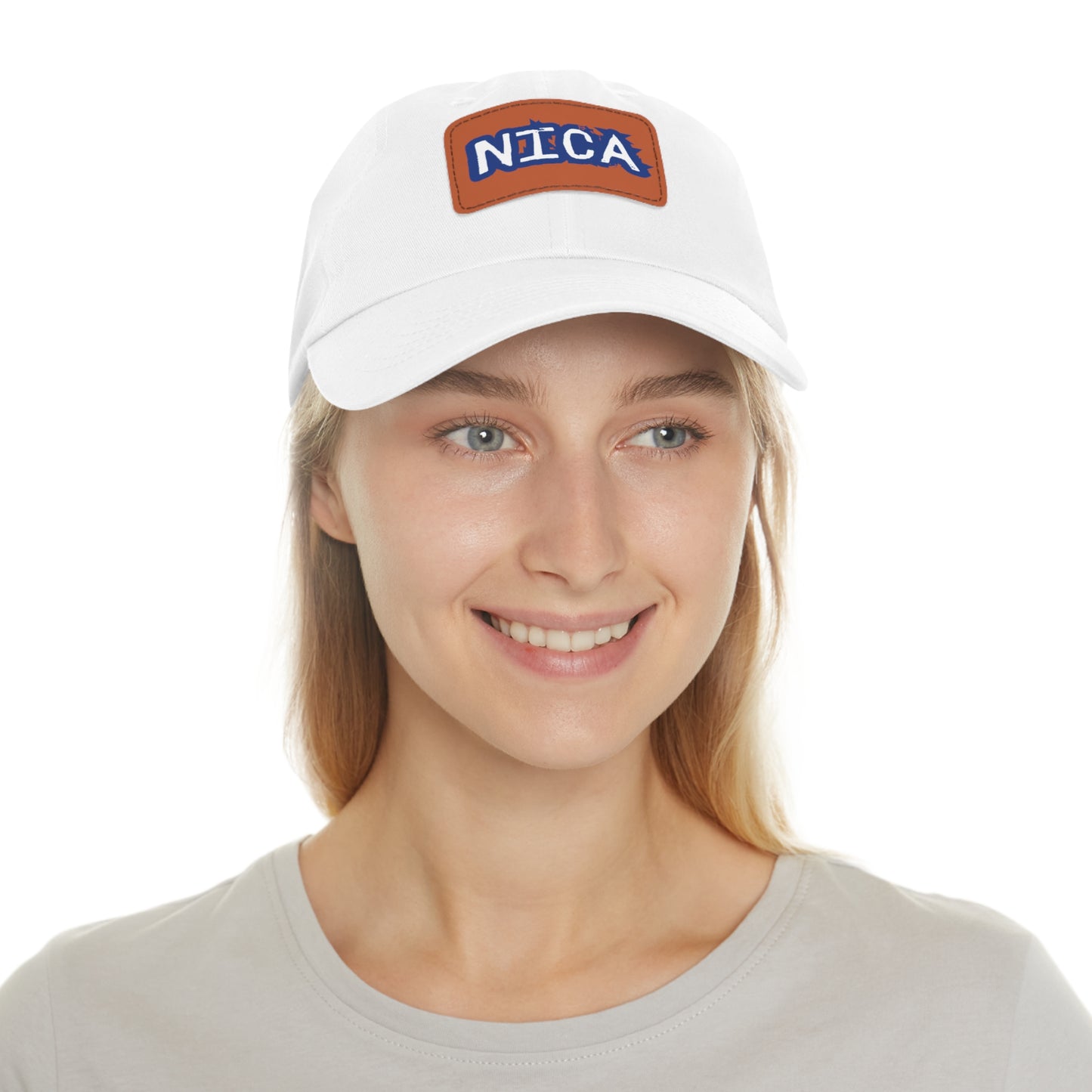 Classic Dad Hat with Rectangular Leather Patch