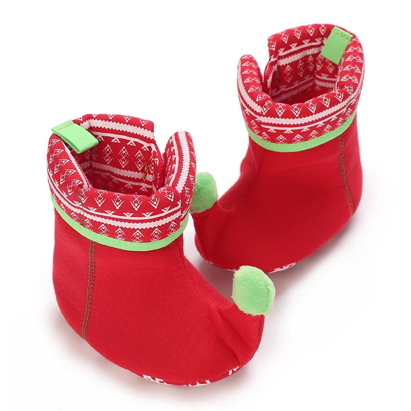 Newborn Winter Christmas-Themed Cute and Funny Cotton Shoes for Boys and Girls