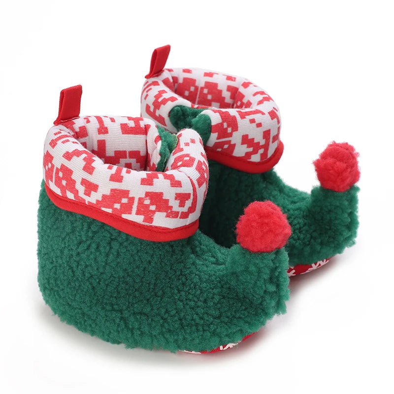 Newborn Winter Christmas-Themed Cute and Funny Cotton Shoes for Boys and Girls