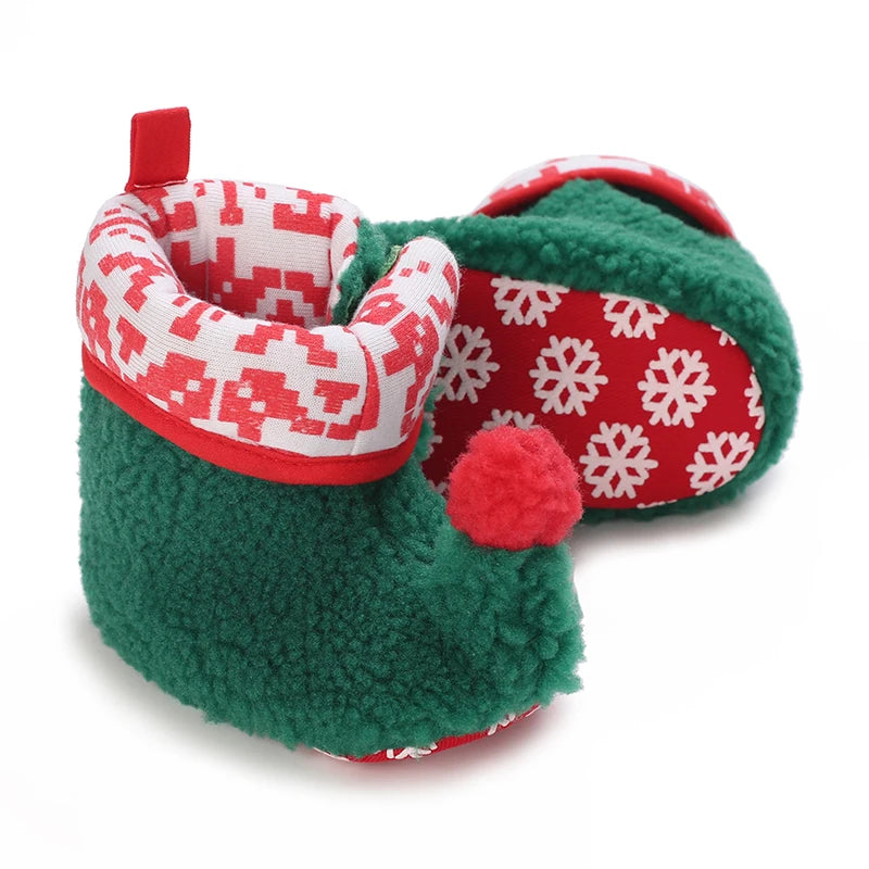 Newborn Winter Christmas-Themed Cute and Funny Cotton Shoes for Boys and Girls